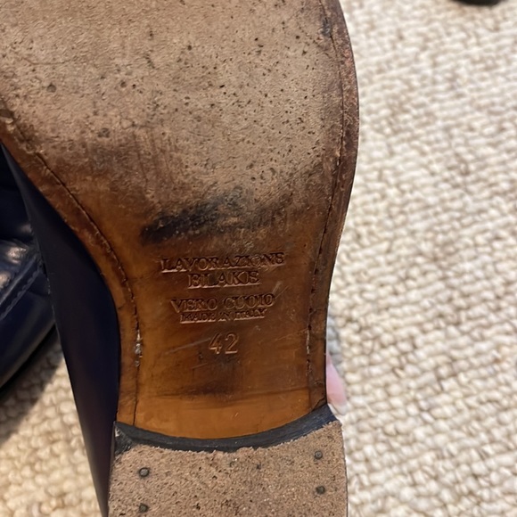 Handcrafted jose real navy blue loafers size 42 - Picture 2 of 3